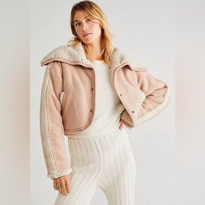 Free People Teddy Cardi Size Medium Coral Pink Jacket